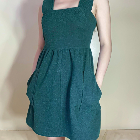 TOP SHOP Hunter Green Mini Dress - Picture 2 of 2